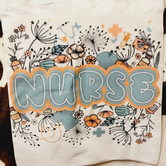 Nurse Floral Canvas Tote Bag - Picture 3 of 5